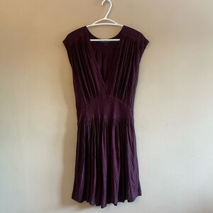 French Connection Plum Textured Drop Waist Sleeveless Dress - Size 6 Like New